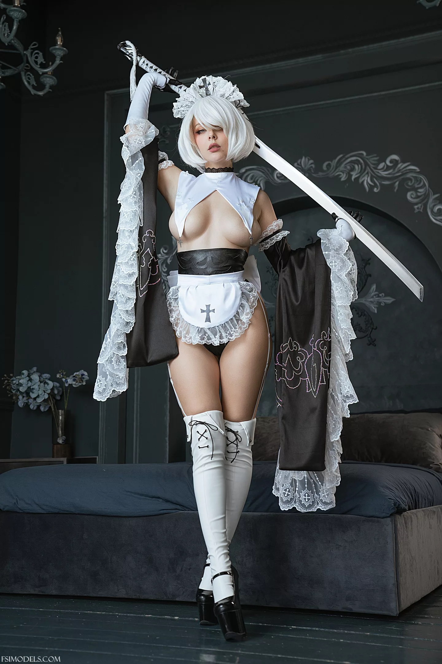 Helly Valentine Gothic Maid 2B Nude Cosplay Part 2 - 71