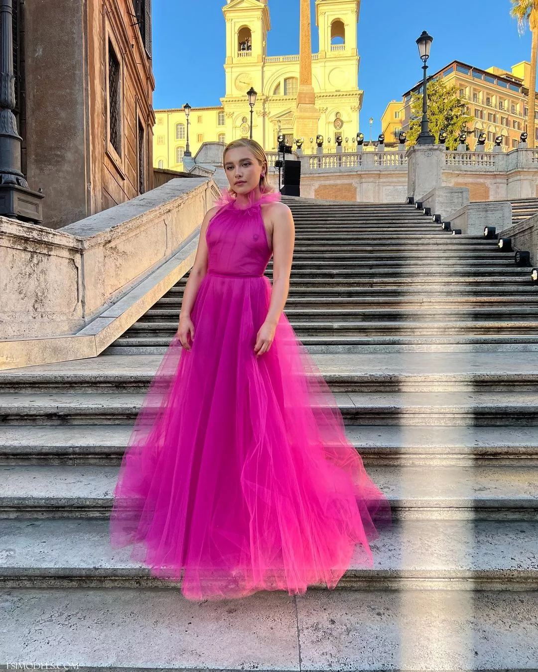 Florence Pugh Pink Sheer Tulle See Through Gown - 14 Florence Pugh Pink Sheer Tulle See Through Gown - 13
