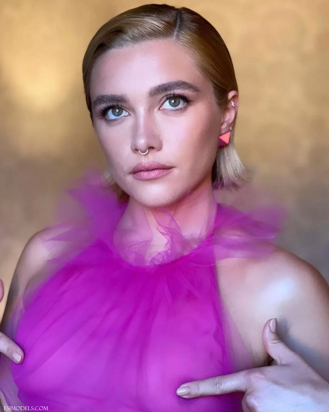 Florence Pugh Pink Sheer Tulle See Through Gown - 16 Florence Pugh Pink Sheer Tulle See Through Gown - 15