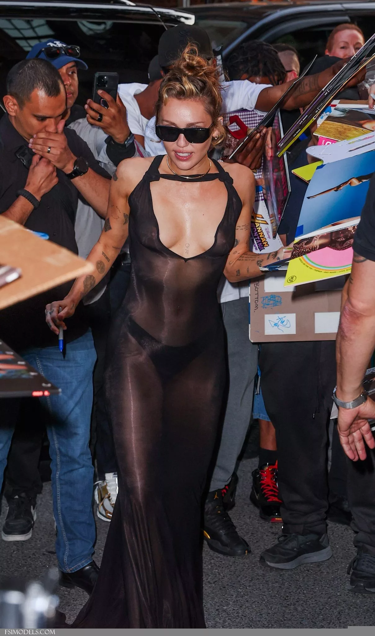 Miley Cyrus Braless NYC Hotel Outdoor Photos - 55