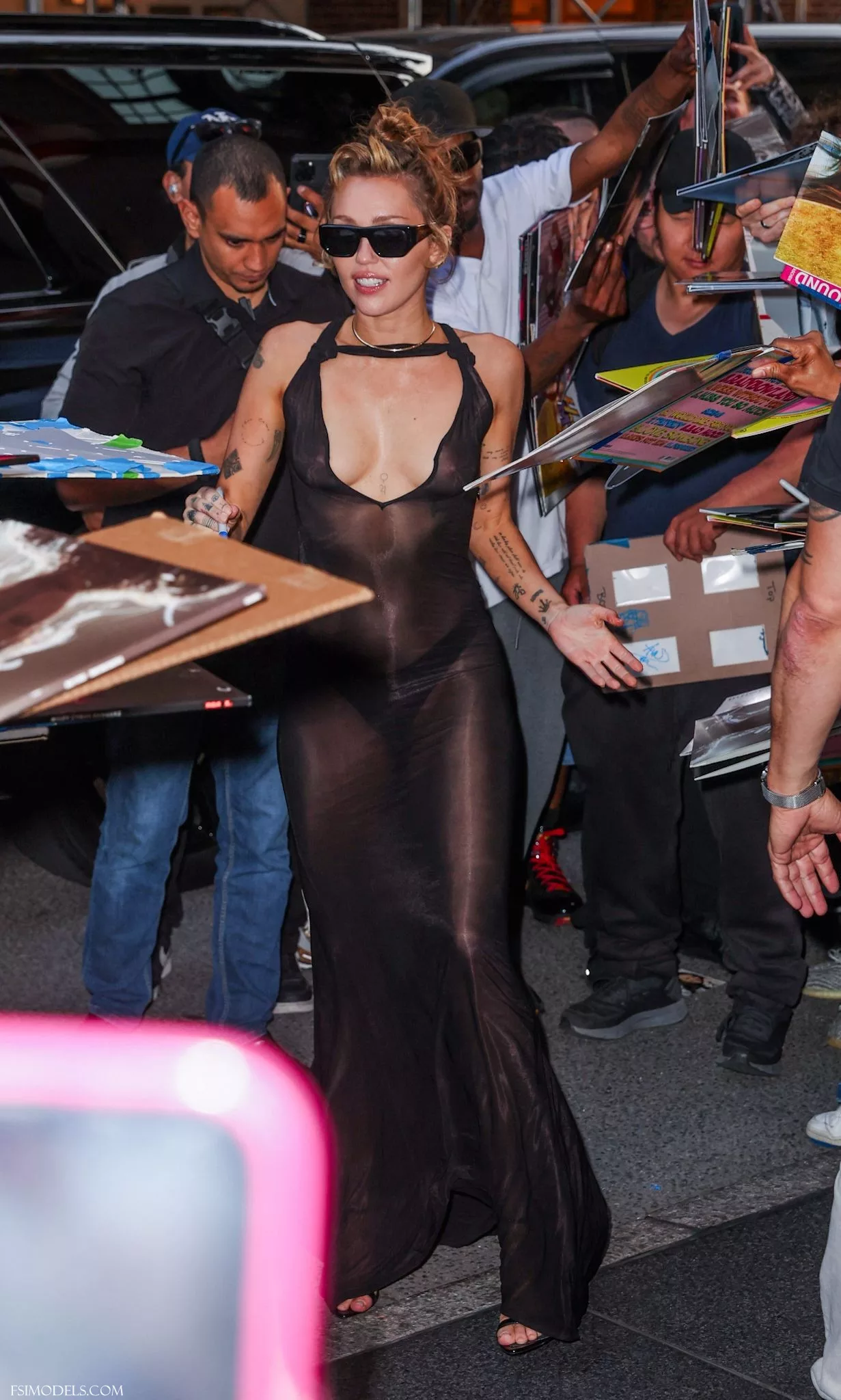 Miley Cyrus Braless NYC Hotel Outdoor Photos - 69