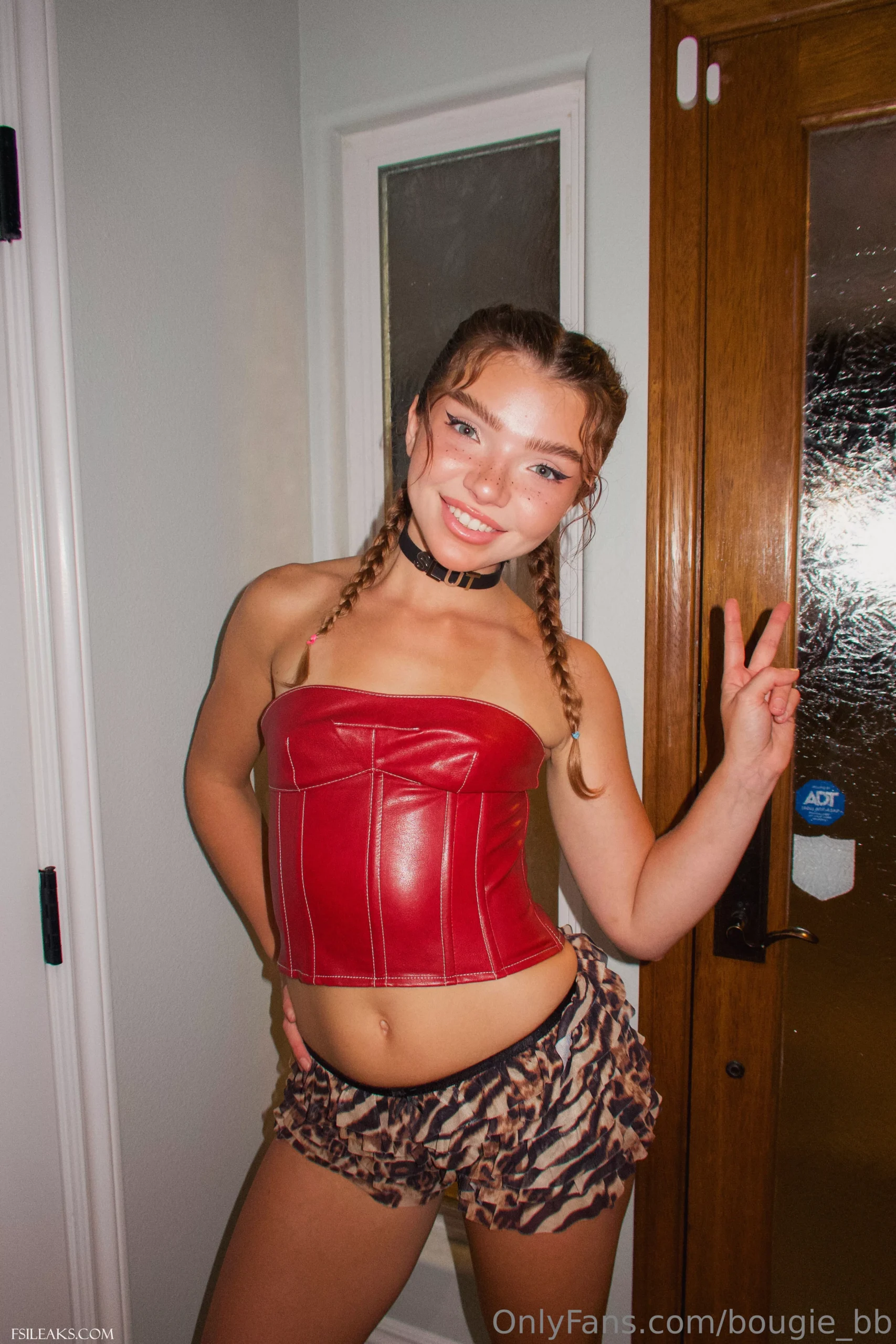 Briebellee OnlyFans Leather Nude Corset Set - 1