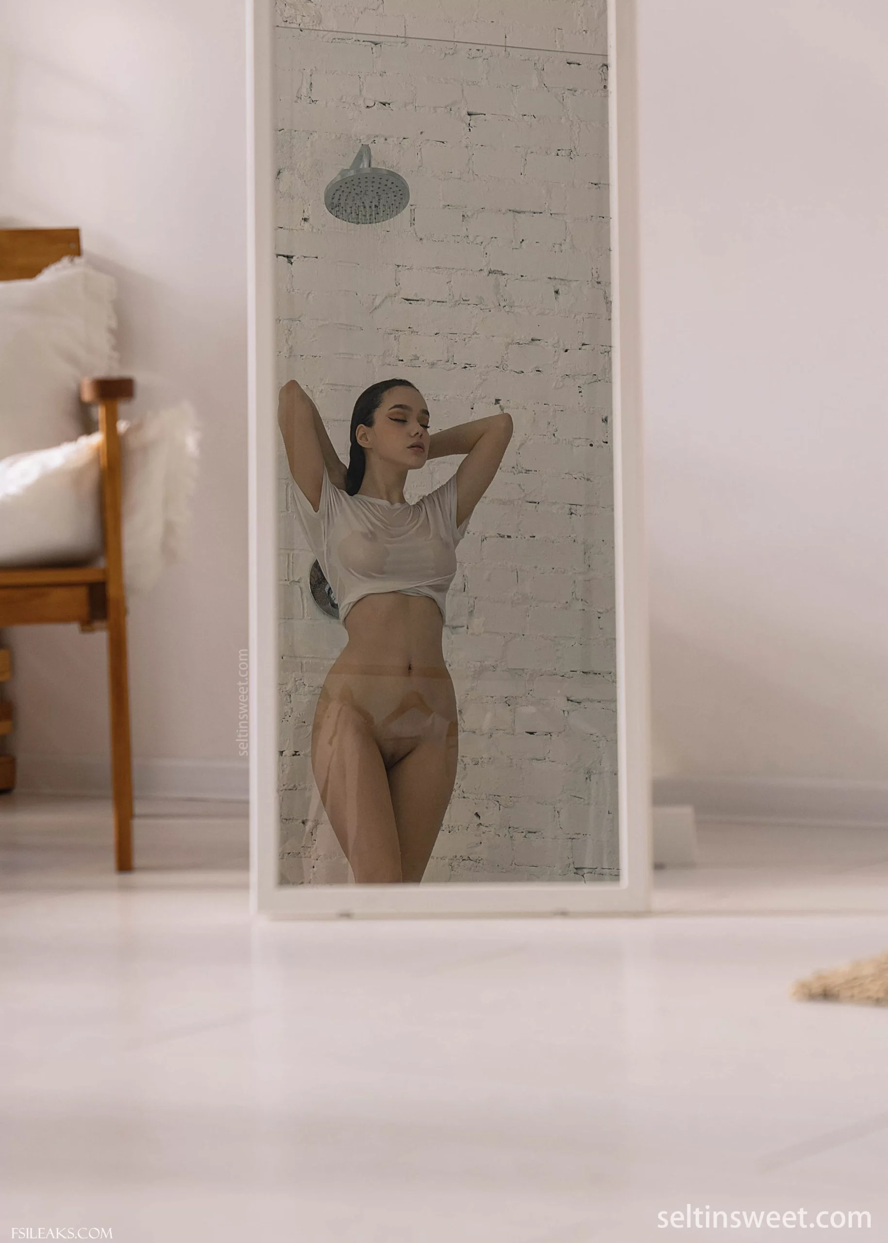 Seltin Sweety Bathroom Transparent T-shirt Nude Set - 15