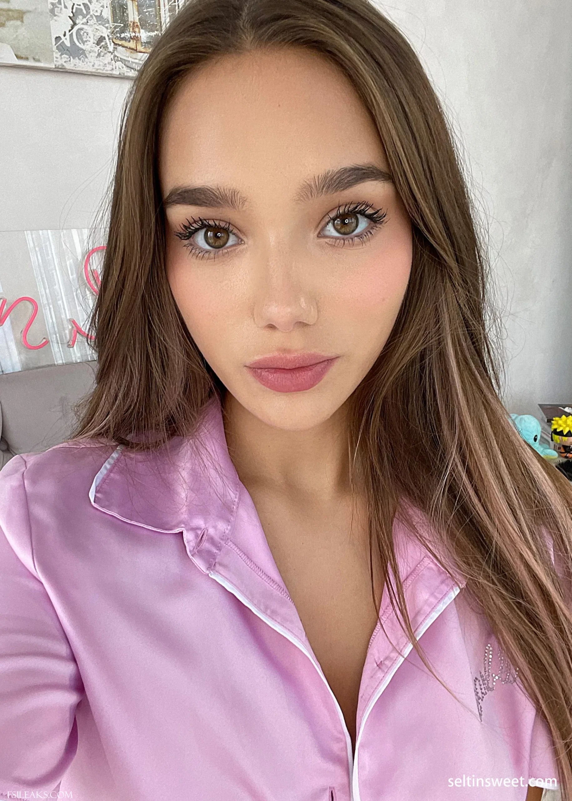 Seltin Sweety Pink Satin Pajama Nude Set - 9