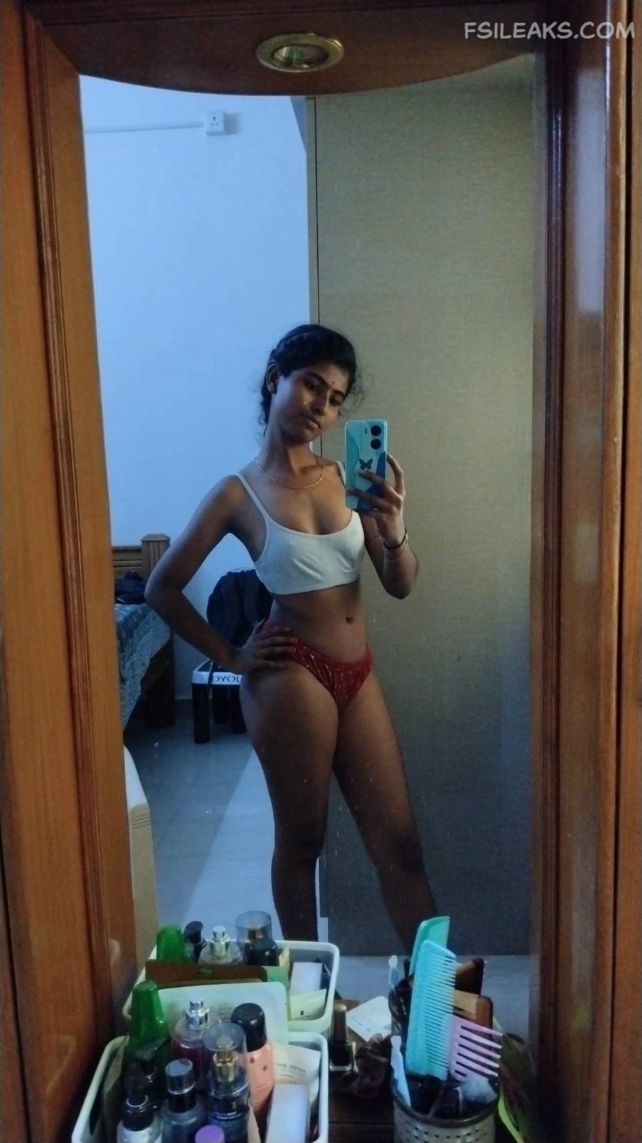 Slim Bengali Teen(18+) Girl Bedroom Boobs Nude Show Photos - 43